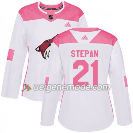 Dame Eishockey Arizona Coyotes Trikot Derek Stepan 21 Adidas 2017-2018 Weiß Pink Fashion Authentic